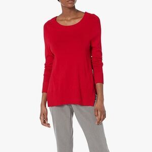 Lark & Ro Red Crewneck Side Split Sweater | Size L